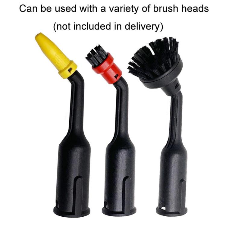 Steam cleaner extension pipe with brush-head attachments, dark plastic
