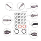 Sealing ring set shown with installation guide diagram and assorted O-ring sizes
