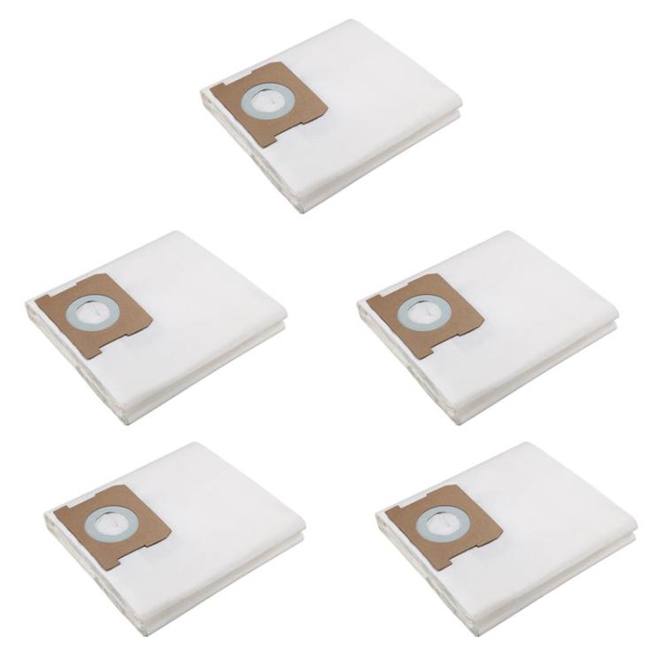 Pack of 5 wet/dry vacuum dust bags with round filter port, white