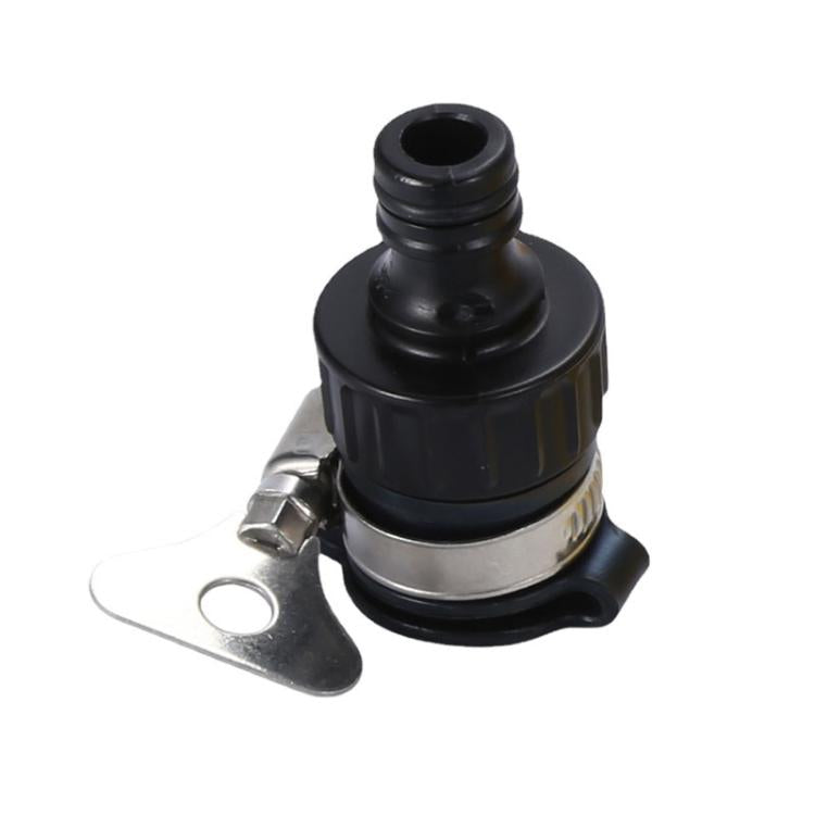 Universal faucet adaptor connector outlet with black body and metal mounting plate
