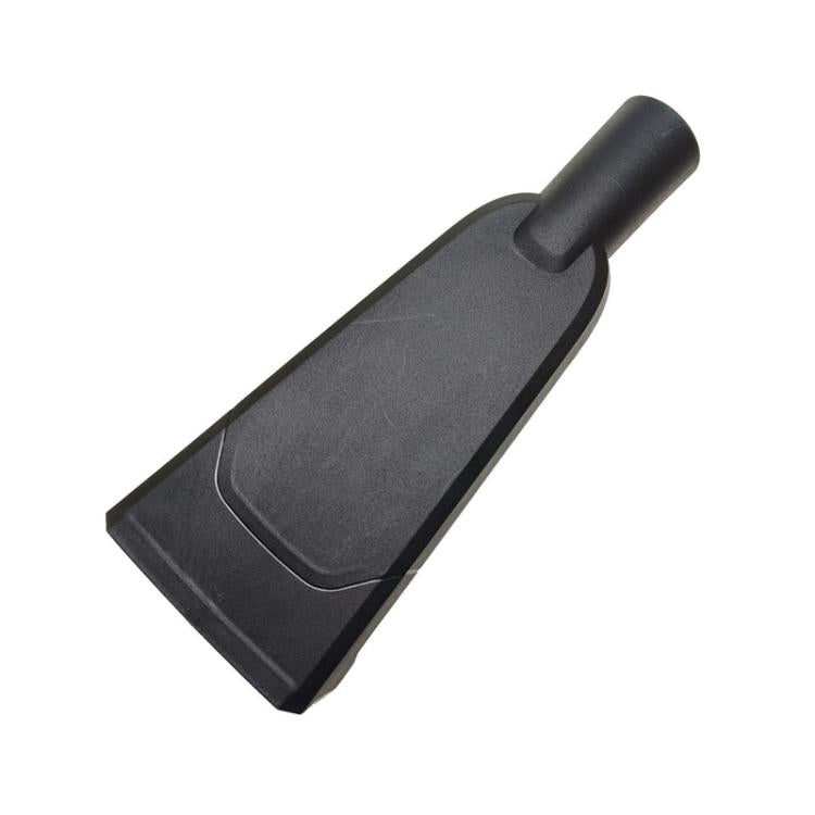 Flat vacuum cleaning nozzle with short handle, dark gray/black bristle-free head