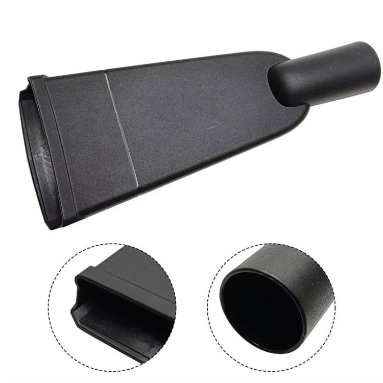 Wide flat vacuum nozzle with angled profile and side suction opening, dark gray