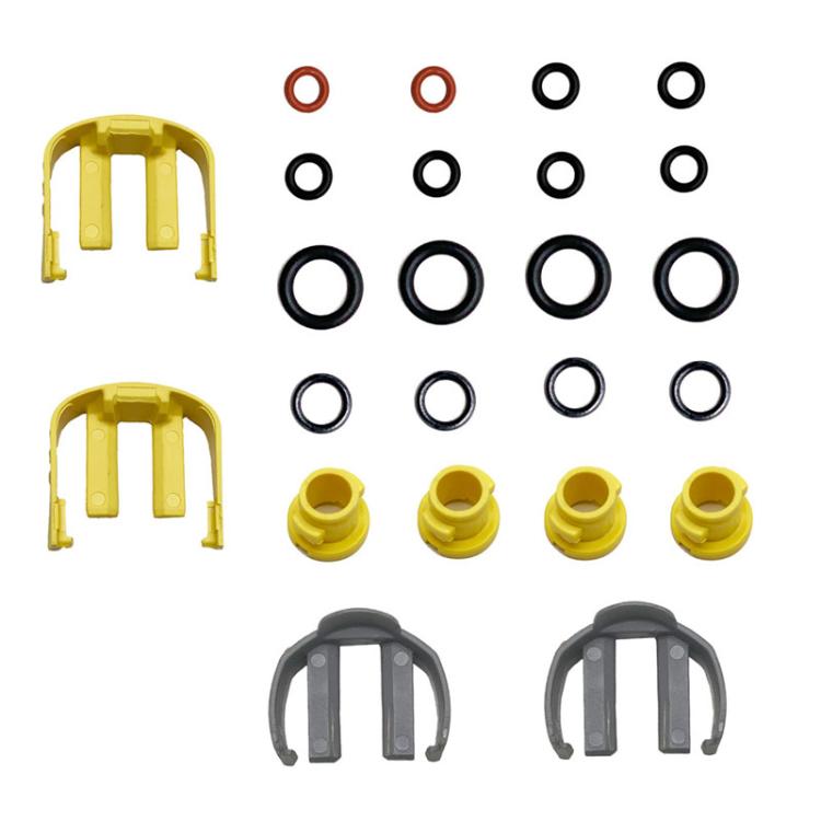 High-pressure washer sealing ring set with yellow and black O-shaped rings, 24 pcs