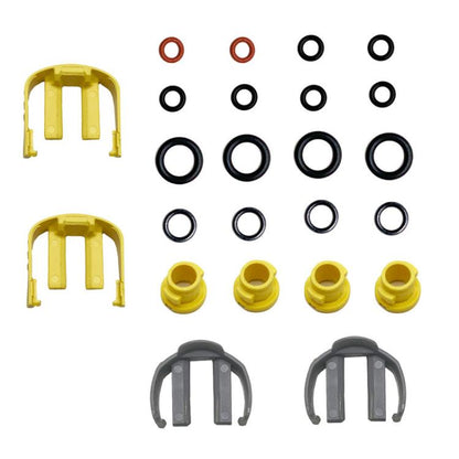 High-pressure washer sealing ring set with yellow and black O-shaped rings, 24 pcs