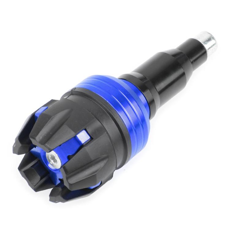 Universal motorcycle anti-drop frame slider, blue and black body with silver tip