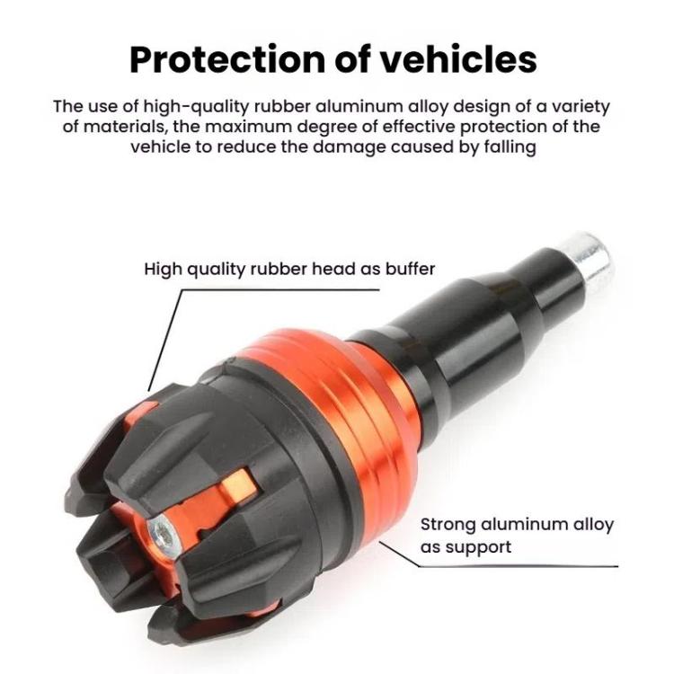 Universal anti-drop frame slider in orange and black with silver end, labeled diagram view