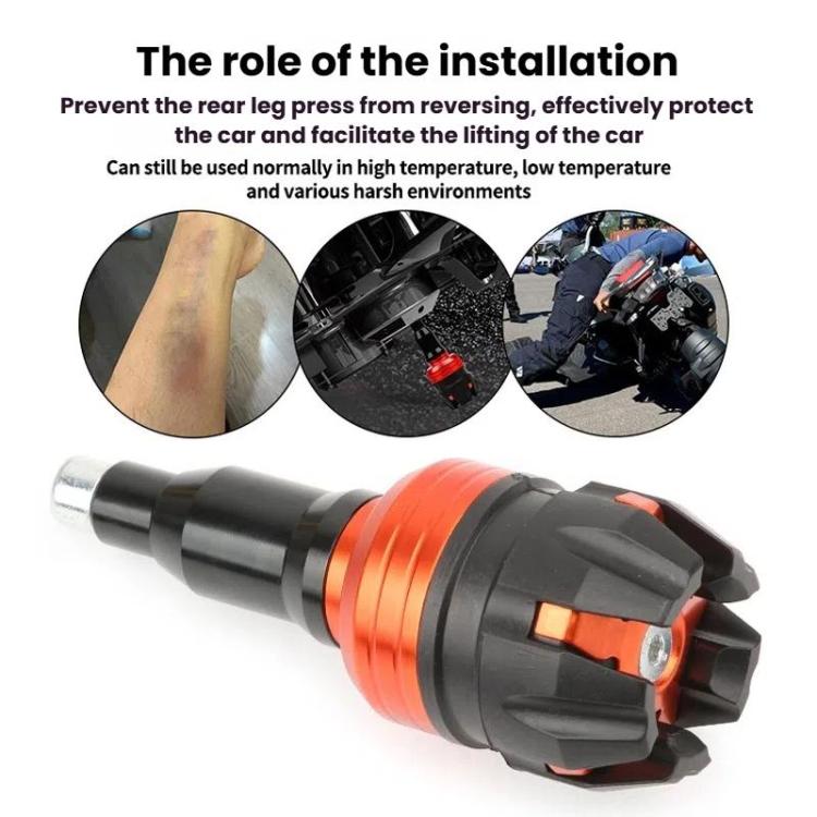 Anti-drop frame slider in orange and black with silver end and mounting stem