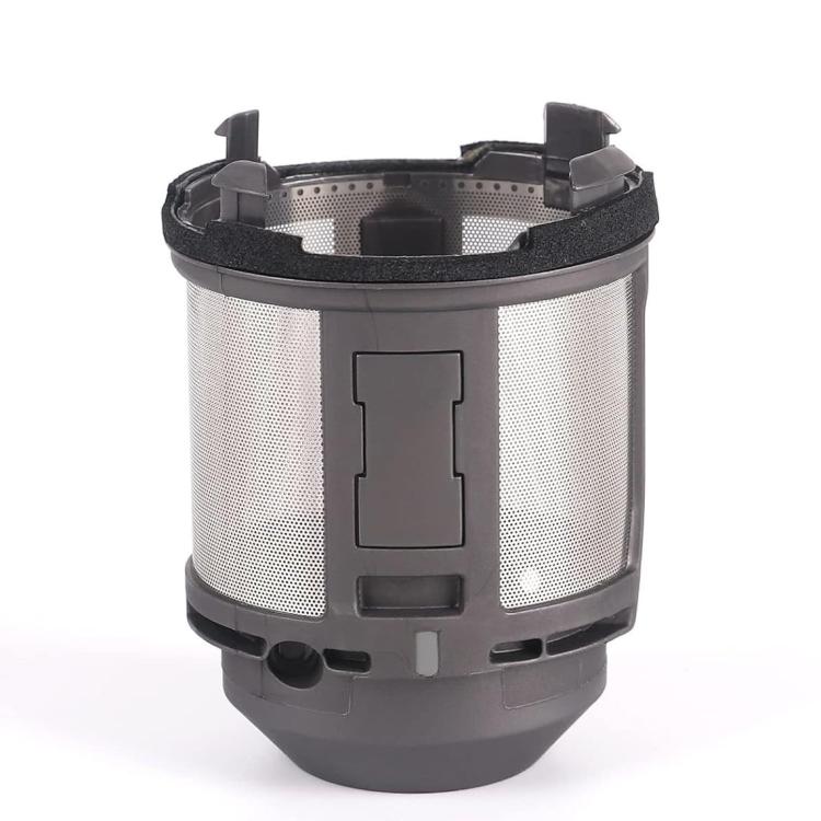 Hair styler inner filter cartridge with fine mesh screen and black plastic base