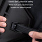 Waist adjustment buckle on black motocross armor vest for secure fit