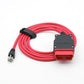 Red diagnostic cable with black ENET module, red OBD connector, and RJ45 end