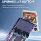 Translucent purple retro handheld game console showing L/R buttons and game screen