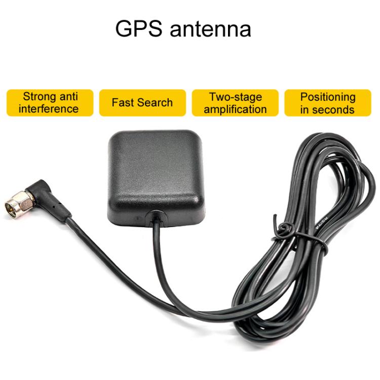 GPS antenna module with square black puck and cable with coax-style connector