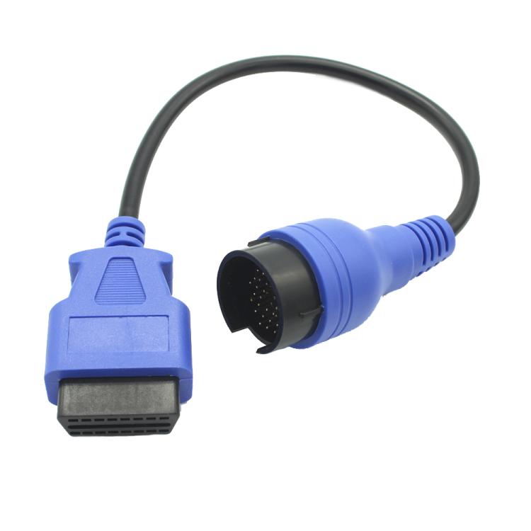 Truck diagnostic adapter cable, blue, 38-pin to OBD16-pin connectors