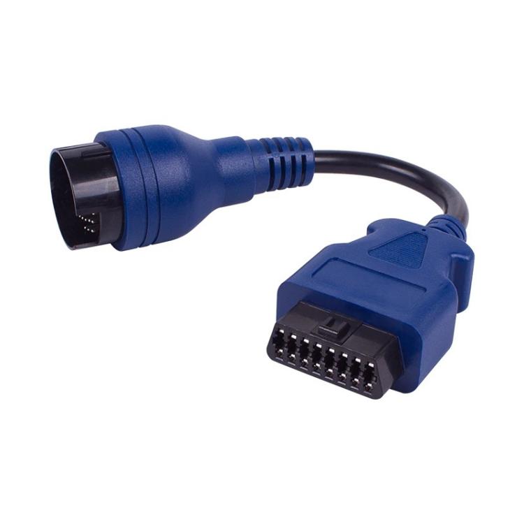 Truck diagnostic adapter cable, blue housing, 38-pin and 16-pin plugs shown