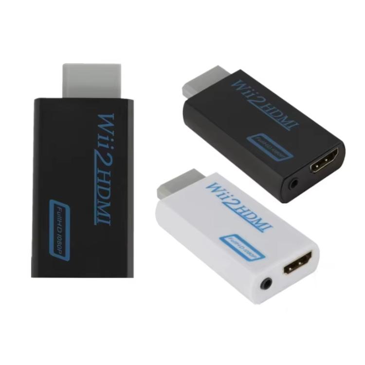 Black and white Wii 2 to HDMI converters with HDMI output and audio jack