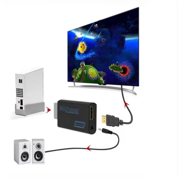 Wii 2 to HDMI converter with connecting cables for TV audio and video