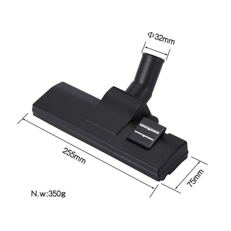 Black vacuum floor brush accessory, 32mm inlet, 255mm wide