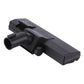 Black vacuum floor brush accessory with angled nozzle and front roller wheels