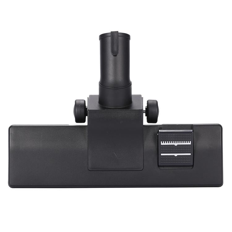 Black vacuum floor brush with 32mm center inlet and side caster wheels