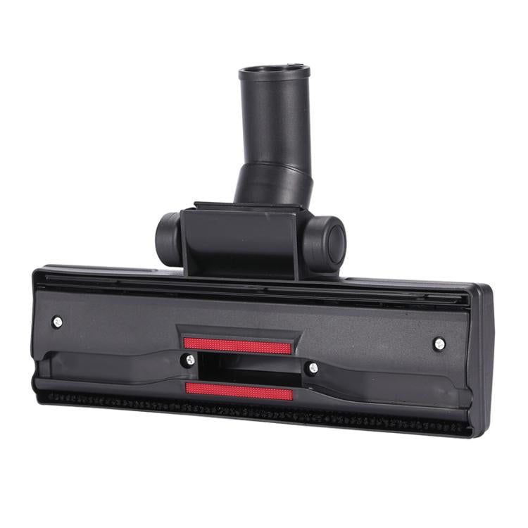 Black vacuum floor brush with red strip on cleaning bar