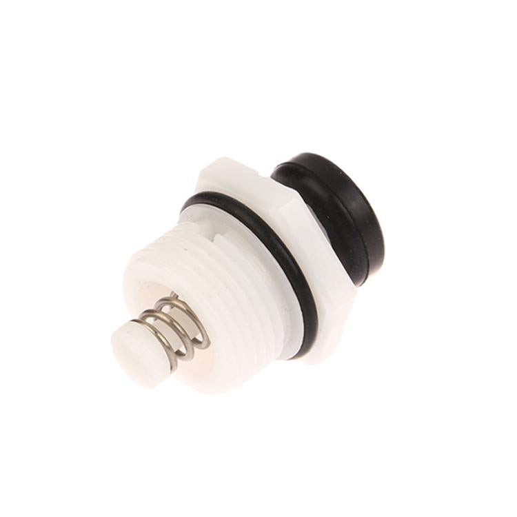 High-pressure washer pump head connector with metal spring clip and white body