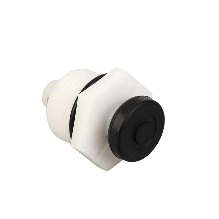 High-pressure washer pump head connector with round black end cap