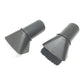Vacuum soft brush nozzle attachment set, showing two angled heads with dark and light bristles