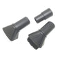 Soft brush nozzle attachment pair with dark bristle brushes and cylindrical connector ends