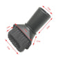 Soft brush nozzle with dimensions marked; dark bristles and gray/black connector