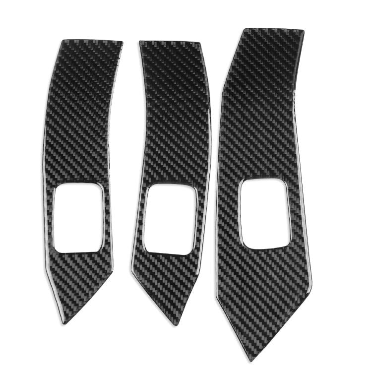 Right-hand drive car lifting panel decorative sticker set, black carbon-fiber pattern, 3pcs