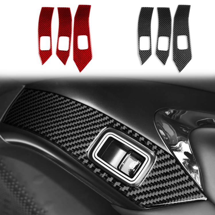 Carbon-fiber lifting panel decorative stickers set for right-hand drive, black and red (3pcs)