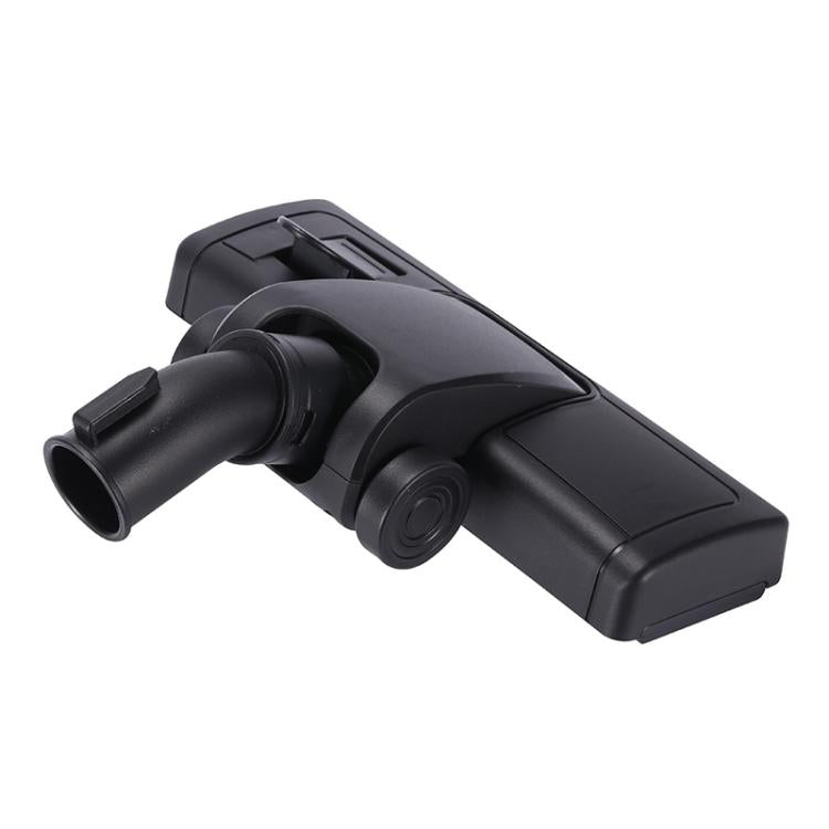 Black vacuum floor brush nozzle with two circular wheels and wide cleaning plate