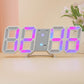White-framed RGB 3D luminous digital alarm clock with multicolor time digits