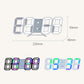 Multicolor electronic wall clock front with large LED digits and glowing 3D effect