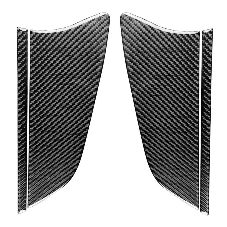 Door storage box sticker set, pair of curved black carbon-fiber style inserts