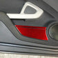 Door storage box sticker set, red carbon-fiber style insert on vehicle door panel