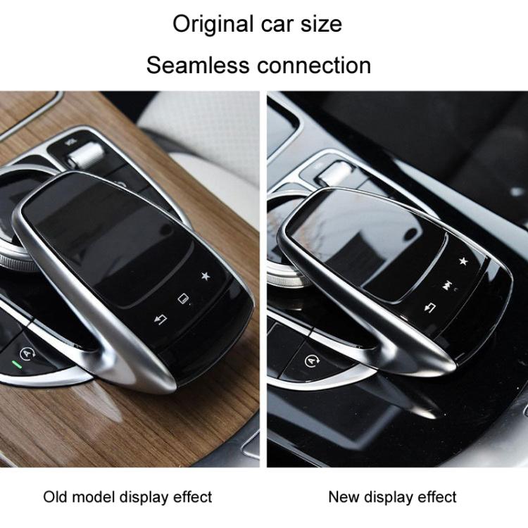 Car multimedia mouse cover installed on gear controller, glossy black display area