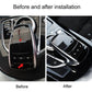 Before-and-after view of glossy black car multimedia mouse cover on controller