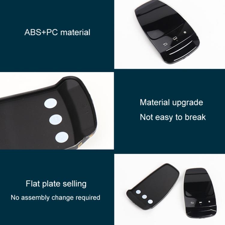 Black glossy car multimedia mouse cover with button cutouts, no-assembly flat plate