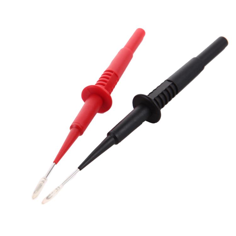 Red and black pointed piercing test probes with insulated shafts