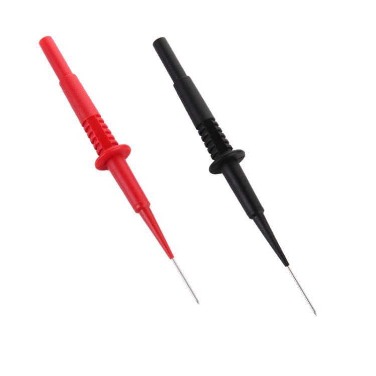 Red and black electronic test probes with pointed ends