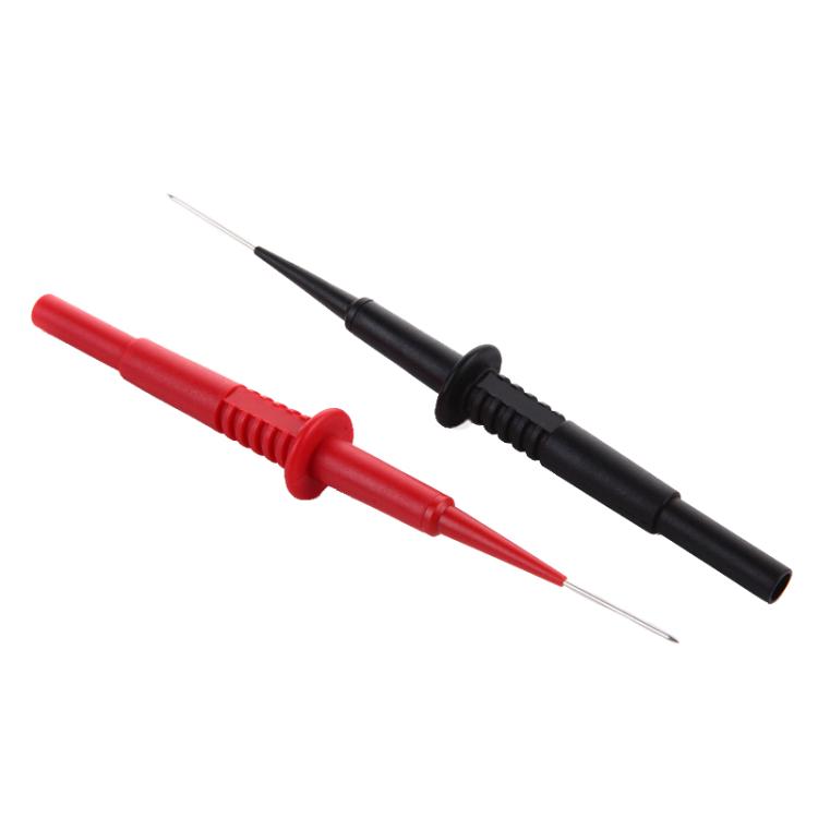 Red and black piercing probes with long pointed needles