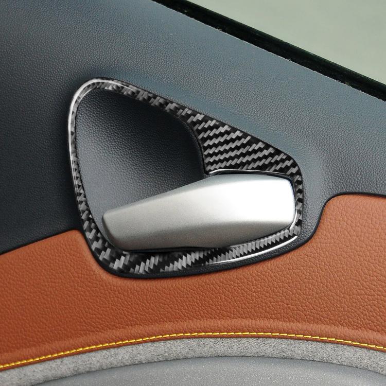 Black carbon-fiber door handle sticker trim, 2-piece set for Smart Fortwo