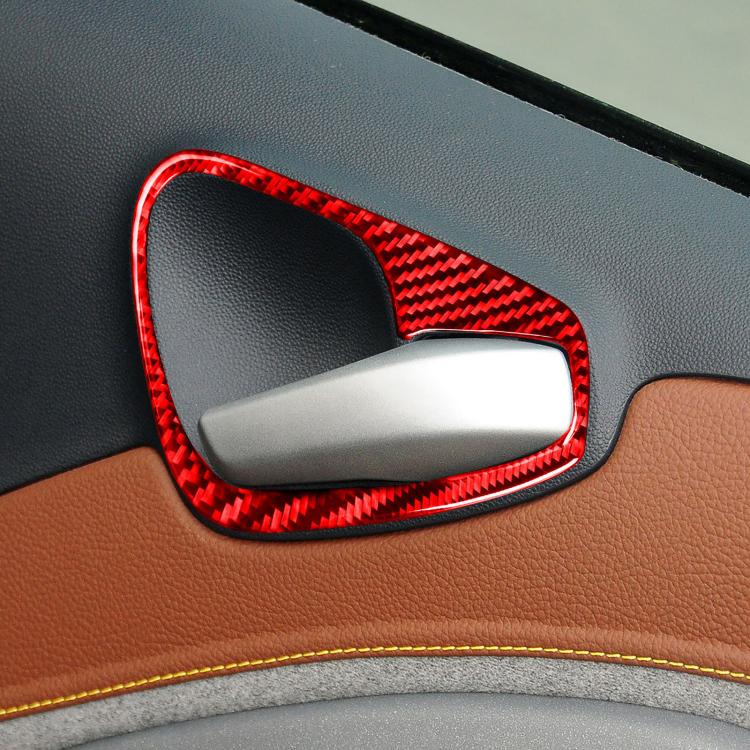 Red carbon-fiber door handle sticker trim, 2-piece set for Smart Fortwo