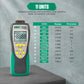 Digital differential pressure gauge with LCD screen and yellow buttons on black and green case