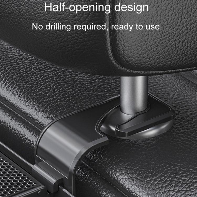 Car seat back storage box pouch half-opening design with no-drill half clamp mount