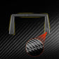 Black carbon-fiber style center console screen sticker, close-up texture detail