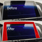 Red carbon-fiber style center console screen sticker for vehicle display