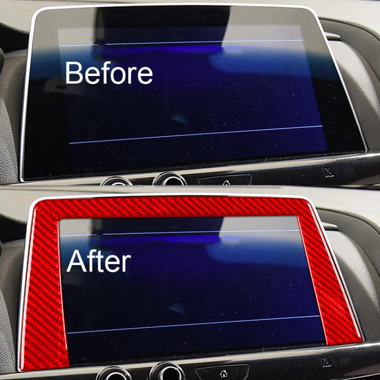 Red carbon-fiber style center console screen sticker for vehicle display