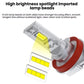 Car LED headlight bulb with red ring mount and two yellow LED rows on gray base